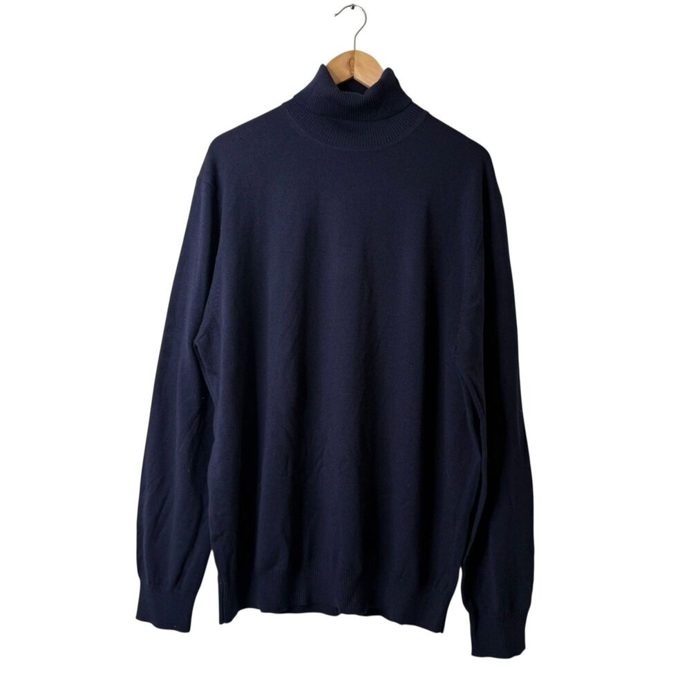 Charles Tyrwhitt 100% Merino Wool Turtleneck Sweater Navy Mens XXL Quiet Luxury